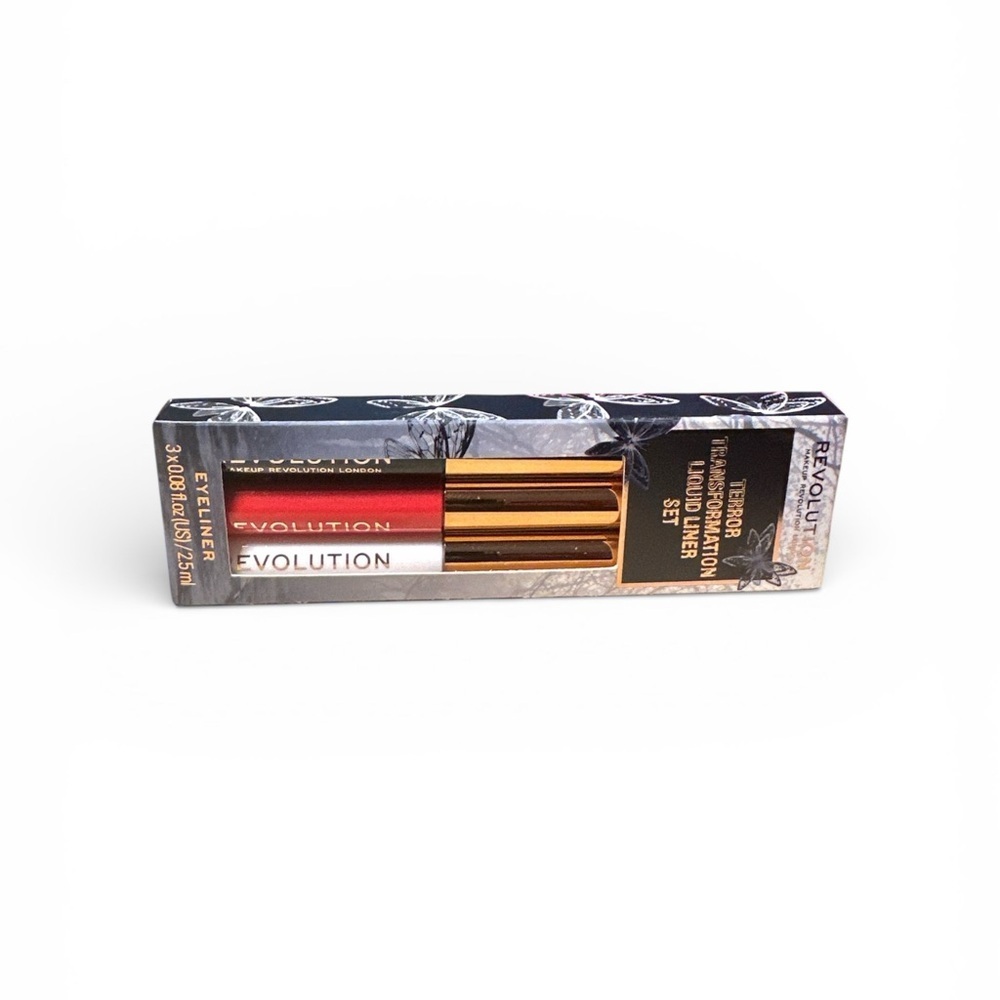 Makeup Revolution Liquid Eyeliner Set | Red White Black | 3-Color Set